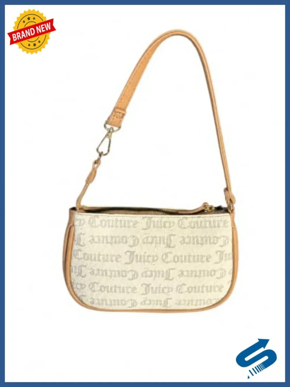 Mini Shoulder Bag with Wristlet Strap, Faux Leather, Heart Logo Hardware, Zip